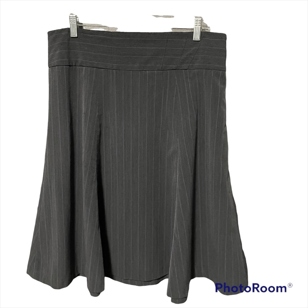 Grace Elements Gray A-Line Skirt with Purple Pinstripes Size 14